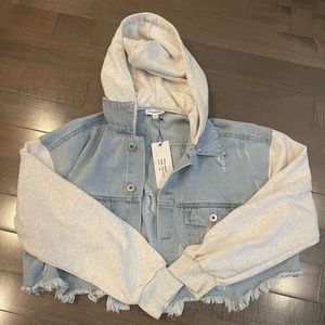 Cropped Denim Shaket with removable hood